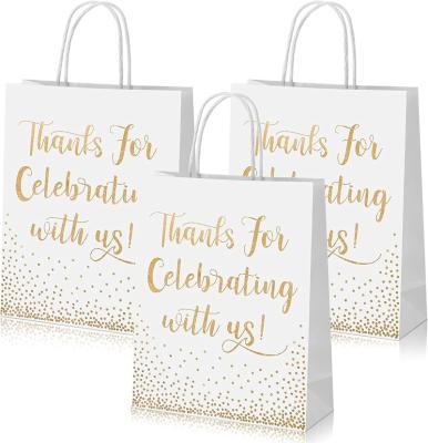 China Handmade Gold Wedding Welcome Bags For Hotel Guests Thank You To Celebrate With Us Paper Bags Medium Size Foil Wedding Gift Bag With Hand for sale