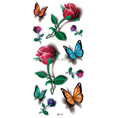 China Waterproof+Eco-friendly Flowers Temporary Tattoos Stickers, Roses, Butterfly Style Mixed Body Art Temporary Tattoos for Women, Girls for sale