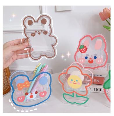 China Advertising wholesale cute school transparent pencil holder, school pencil case, creative kawaii acrylic pen holders for kids for sale