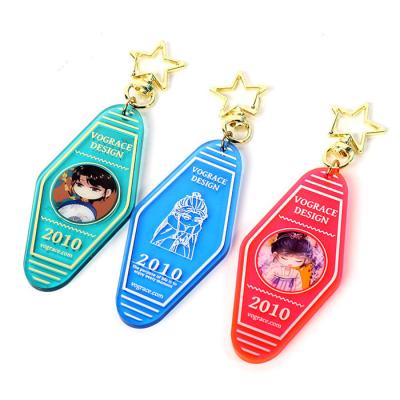 China Advertising Key Chain Acrylic Photo Laser Cut Plastic Diy Design Customized Printed Clear Anime Glitter Acrylic Charm Custom for sale