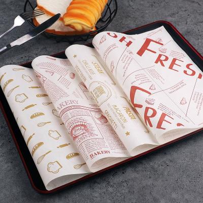 China Biodegradable Custom Logo Printed Oil Proof Paper Wax Food Greaseproof Wrapping Paper for sale