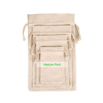 China Folding Custom Organic Muslin Canvas Twine Bag Cotton Small Drawstring Bags for sale