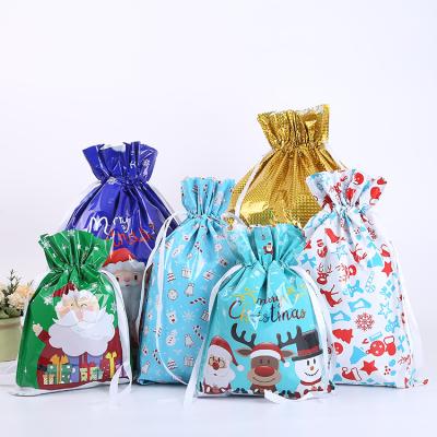 China Cheap Christmas Factory Supply Aluminum Foil Bag Gift Eco Friendly Folding Drawstring Bags for sale