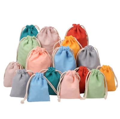 China Promotion factory supply direct small colorful cotton canvas folding drawstring bag in stock for sale