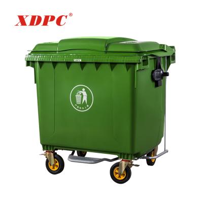 China 1100 Liter Sustainable Plastic Outdoor Garbage Waste Bin Garbage Container With Wheel for sale