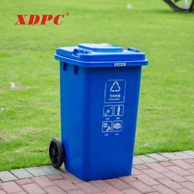 China Best Price Sustainable Outdoor Plastic Multicolor Waste Bin Plastic Trash Bin Colored Trash Can With Wheel for sale