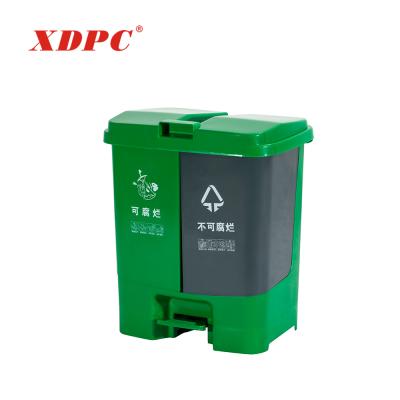 China Wholesale Sustainable Garden Two Compartment Garbage Separate Garbage Insulated Plastic Waste Bin Pedal Bin for sale