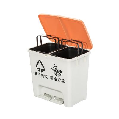 China Sustainable Home Plastic Trash Bin Double Compartment Trash Can Recycle Bin for sale