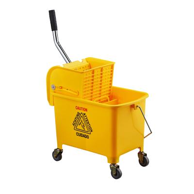 China Sustainable Press 19L Side Broom Wringer Plastic Cleaning Bucket With Wheels for sale