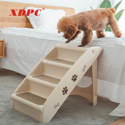 China Sustainable Folding Pet Ladder 4 Step Stair Climbing Cat Dog Ramp For Bed for sale