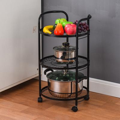 China Multifunctional Kitchen Furntiure 3 Tier Assembly Metal Rolling Easy Storage Carts Storage Basket With Wheels for sale