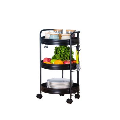 China High Quality Black Metal Kitchen Furntiure 4 Tier Shelf Storage Rack Kitchen Cart Storage Cart for sale