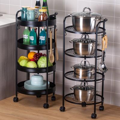 China Home Custom Vegetable Food Display Shelf Furniture Round Kitchen Furntiure Storage Rack for sale