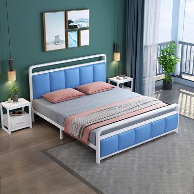 China Durable Simple Modern Foldable Bedroom Metal Frame Beds King Size Double Bed for sale