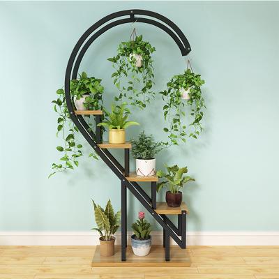 China Minimalist Home Decoration 5-Tier Plant Rack Metal Flower Display Stand Steel Indoor Heart Shaped Flower Stand for sale