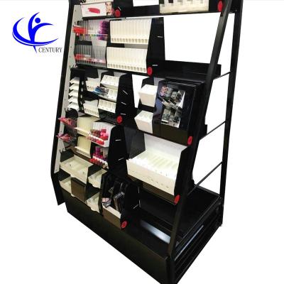 China Environment friendly; Custom Light Effect Makeup Stand Cosmetic Display Racks Display Stand For Makeup Supermarket 5 Layers Led Metal Makeup Display Rack for sale