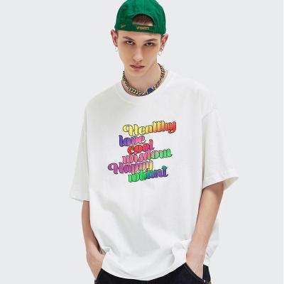 China 2021 New Anti-wrinkle letter 3d printing men's 3d t-shirts streetwear hip hop white cotton graphic t-shirt for sale