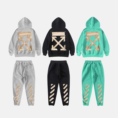 China French Print Graphic Kids Anti-Shrink Streetwear Terry Two Piece Set Cool Pullover Cotton Hoodie for sale