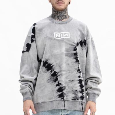 China High Quality Hip O Neck Hip Hop Street Tie Dye 100 Cotton Terry Crewneck Oversized Sweatshirt Anti-Wrinkle for sale