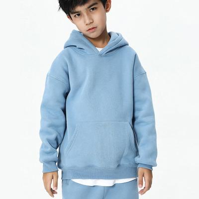 China Autumn and winter fleece pure color hooded children's 100% cotton children's hoodies moisture wicking for sale