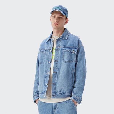 China 2021 new custom logo streetwear men's casual denim jacket plain breathable denim jacket for sale