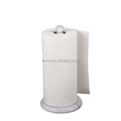 China Modern Natural White Marble Luxury Straight Paper Towel Holder For Kitchen for sale