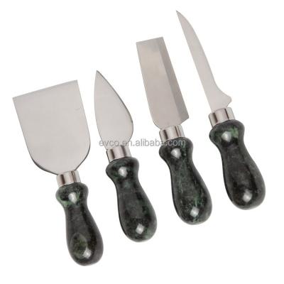 China Viable Set of 4 Cheese Knife Cheese Knife Gift Green Marble Set Cheese Knives for sale