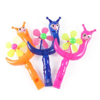 China Toy New Arrival Cheap Price Small Plastic Whistle Toys Funny Snail Shape Fan With Whistle Toy for sale