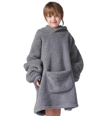 China Anti-Static 100% polyester Wearable Hoodie Flannel Sherpa Fleece TV Blanket for sale