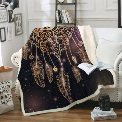 China Warm cheap wholesale super soft custom design pattern made 3d full printing double layer flannel throw blanket for sale