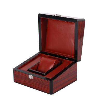 China Hot Selling High End PU Leather Inner Mens Watch Display Box Handmade Wooden Simple Watch Box for sale