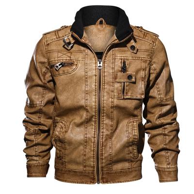 China Outdoor winter patchwork design waterproof plus size motorcycle leather jacket for men's leather jacket and coats for sale