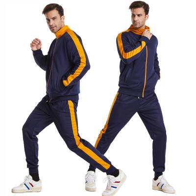 China 2022 Autumn New Colorblock Breathable Cardigan Men's Long Sleeve Stand Collar Comic Baseball Rub Cotton Two-Piece Suit Sports Sweatpants Set for sale