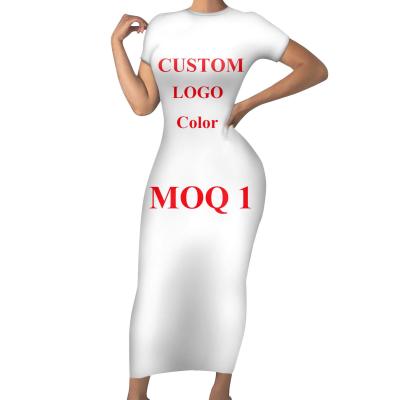 China Wholesale Custom Made Anti-Static Ladies Casual Dresses Fashion Short Sleeve Summer Long Dress For Women New Style Plus Size Dress for sale