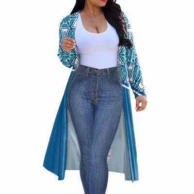 China Anti-wrinkle cardigan sweater women Samoa style polynesian tribal blue print design clothes summer cardigan cardigan custom brand for sale