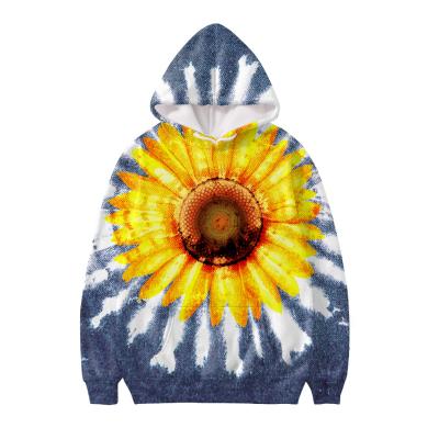 China Custom Made High Quality QUICK DRY Hoodies Wholesale Link Dye Sunflower Print Clothing Jacket Fashionable Hoodie Sports Gym Clothing for sale