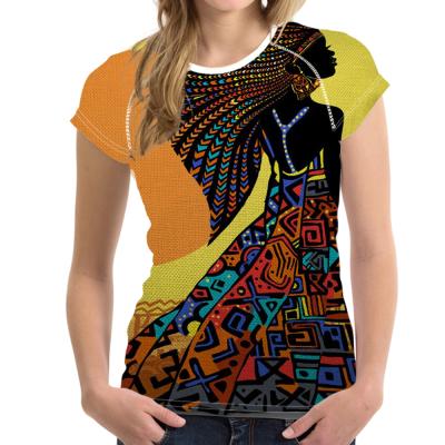 China QUICK DRY African Colored Women Print Summer Women's T-Shirts Short Sleeve Oversized Tees Plus Size Ladies Full Custom Casual T-shirt for sale