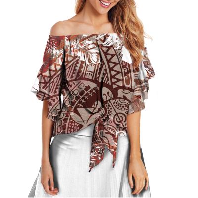 China Anti-pilling ladies tops and blouses design polynesian tribal luxury manufacturing plus size womens tops and blouse ladies summer women's blouse for sale