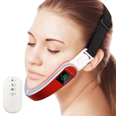 China Wrinkle Remover Home Use Beauty Equipment EMS LED Vibrating V Shape Anti Aging Face Slimming Massager Skin Firming Face Slimming Lift Up Belt for sale