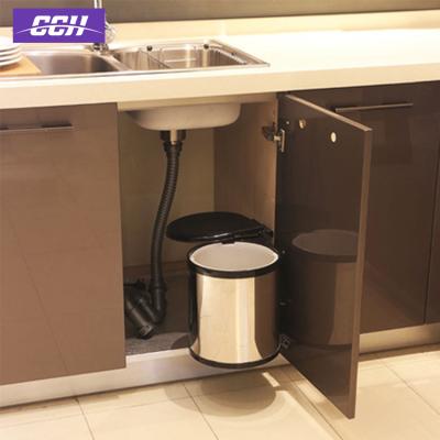 China Sustainable Kitchen Trash Can Cabinet Pull Out Trash Bin Waste Storage Box Metal Built-in Industrial Waste Bin for sale