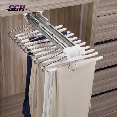 China Anti-Slip Wardrobe Closet Surface Treatment Mitigation Rail And Pad Pant Hanger Hanger Racks Slide Hanger To Pull Out Storage Basket for sale