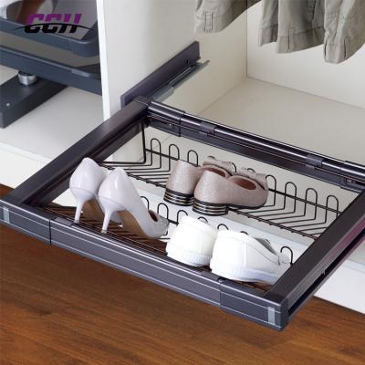 China With Metal Soft Closing Wardrobe Slide Shoe Rack Hanging Wire Storage Pull Out Sliding Baskets Pant Hangers And Racks for sale