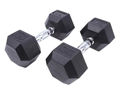 China Cheap Musle Exercise Rubber Hex Dumbbell Fixed Dumbbell Rubber Dumbbell Set For Gym 2.5kg To 60kg for sale