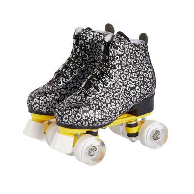 China Outdoor activities wholesale customization adult leather figure skating shoes double row roller skates roller skates for sale