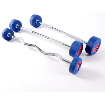 China Fixed High Quality PU Barbell Round Steel Barbell Fix Barbell For Weightlifting for sale