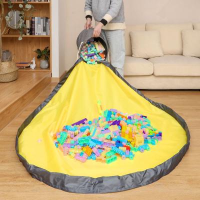 China Cotton Washable Washable Paper Kids Toy Storage Bag Play Mat for sale