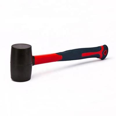 China Hot Selling Good Quality One Piece 45#/55# Tile Mallet Hammer Fit Rubber Mallet With Fiberglass Handle for sale