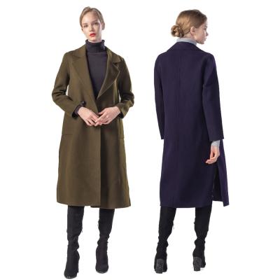 China 100% Breathable Wool Women's Winter Autumn Long Coat Thickened Solid Color Warm Classic Elegant Woman Handmade Coats For Office Ladies for sale