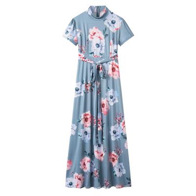 China Modern stylish women's breathable clothing summer long dress maxi dresses retro floral print plus size casual dress for ladies for sale