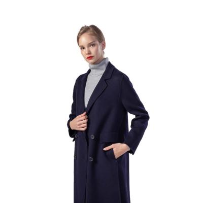 China Autumn Winter Wool Blend Long Sleeve Women's Cashmere Suit Set Pocket Breathable Female Casual Mid Long Overcoat for sale